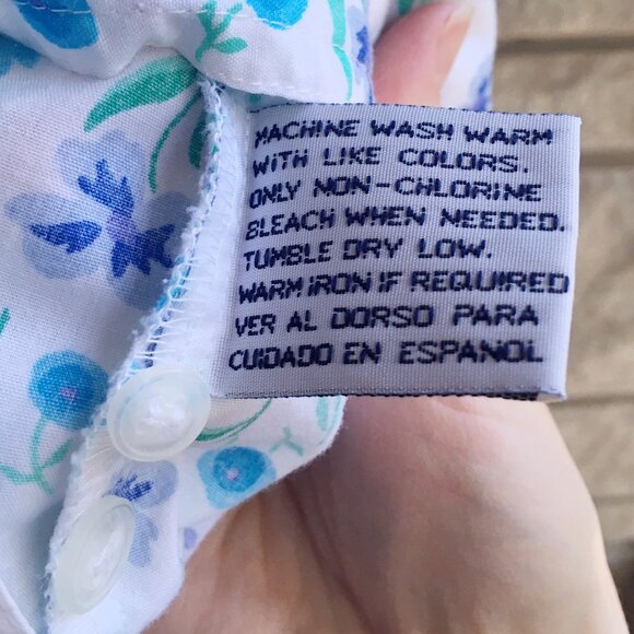 90s 'Cabin Creek' Country Green and Blue Floral Button Down - Picture 5 of 6